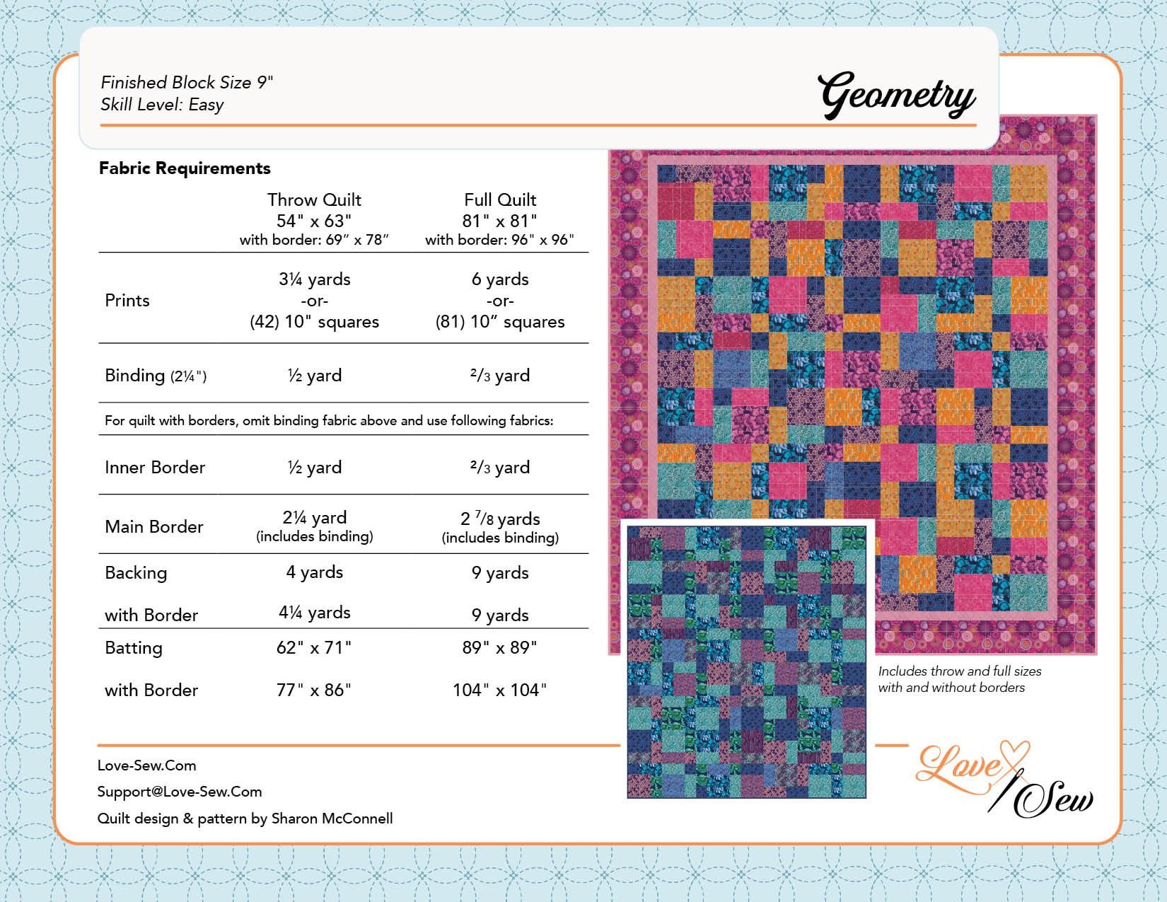 Geometry - Quilt Kit - MOD Cloud (Throw size, 54" x 63")