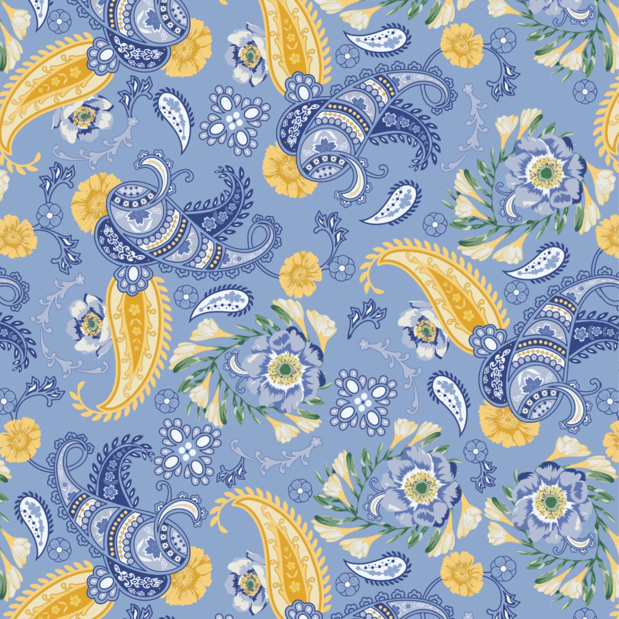 Sunshine Blooms - Floral Paisley Sky