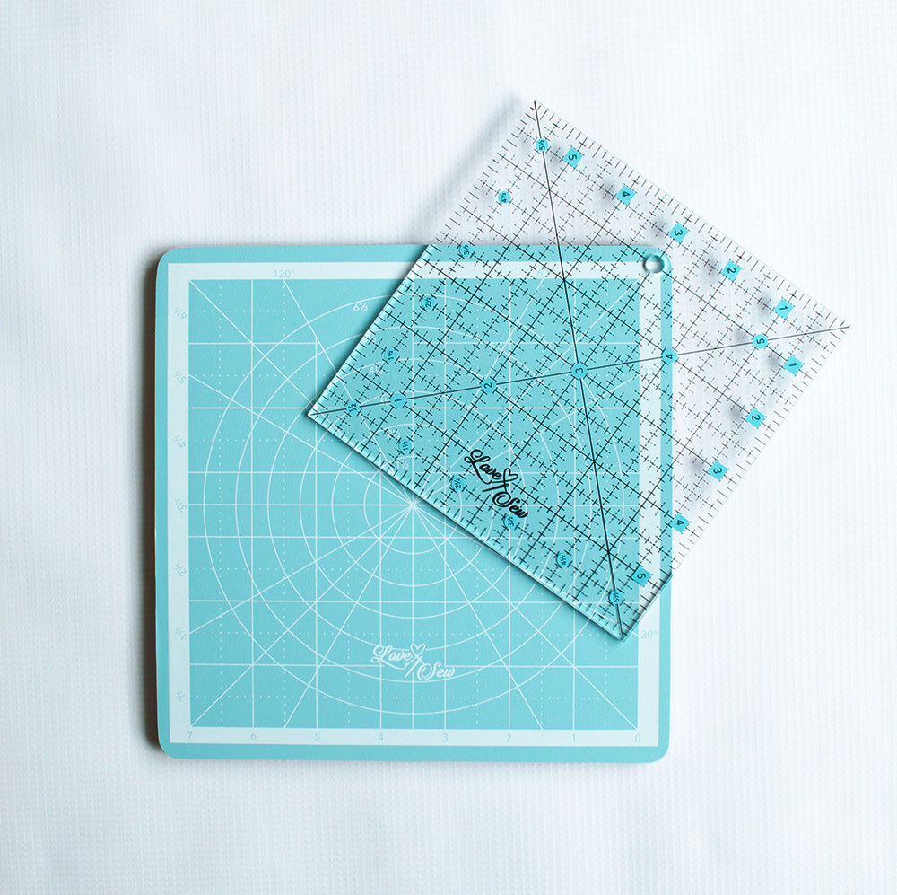 8" Square Rotating Cutting Mat with 6" Square Ruler