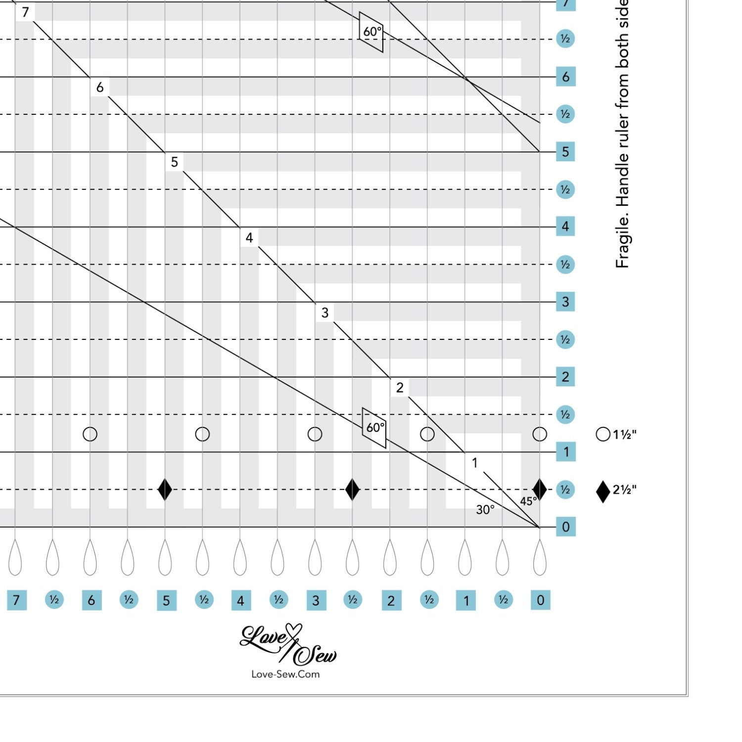 Love Sew Slotted Ruler - Large (12.5" x 12.5")