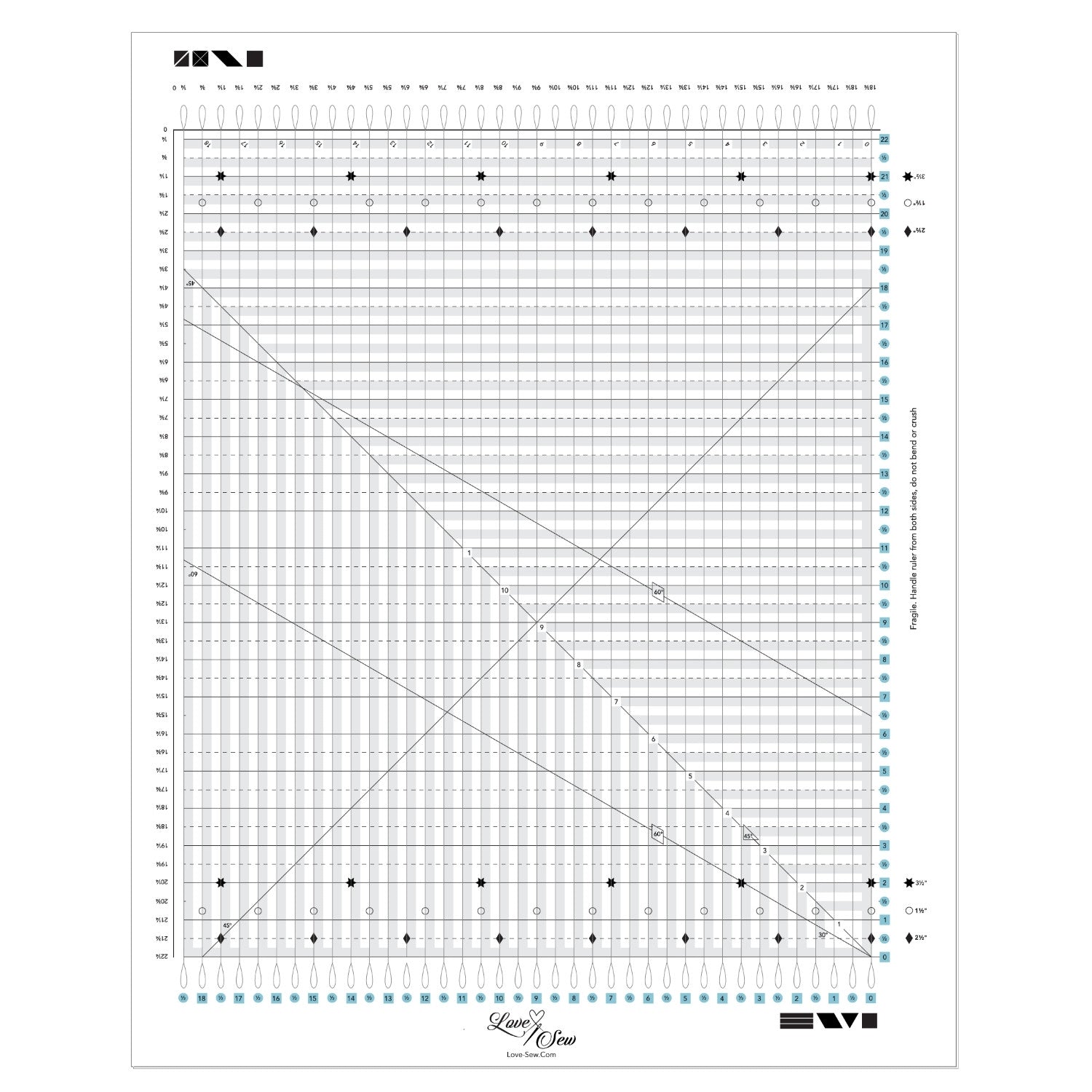 Love Sew XL Slotted Ruler - (22" x 18.5")